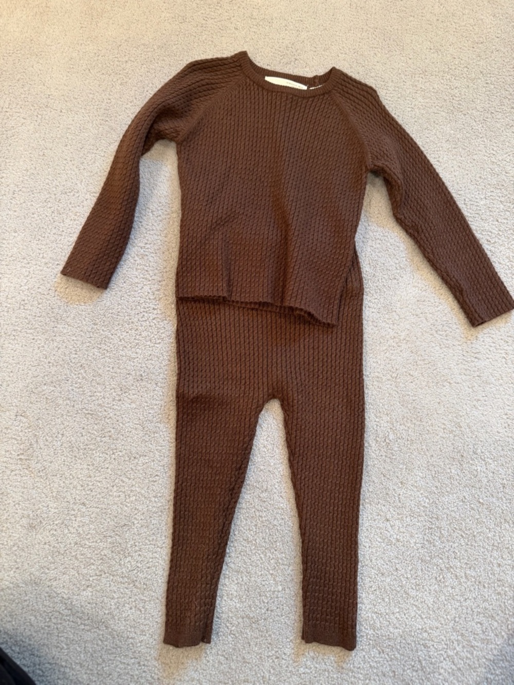 Zara baby cable knit brown set
